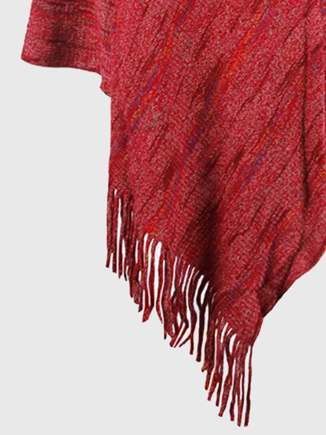 Stroll Down The Lane Fringe Hem Hooded Poncho