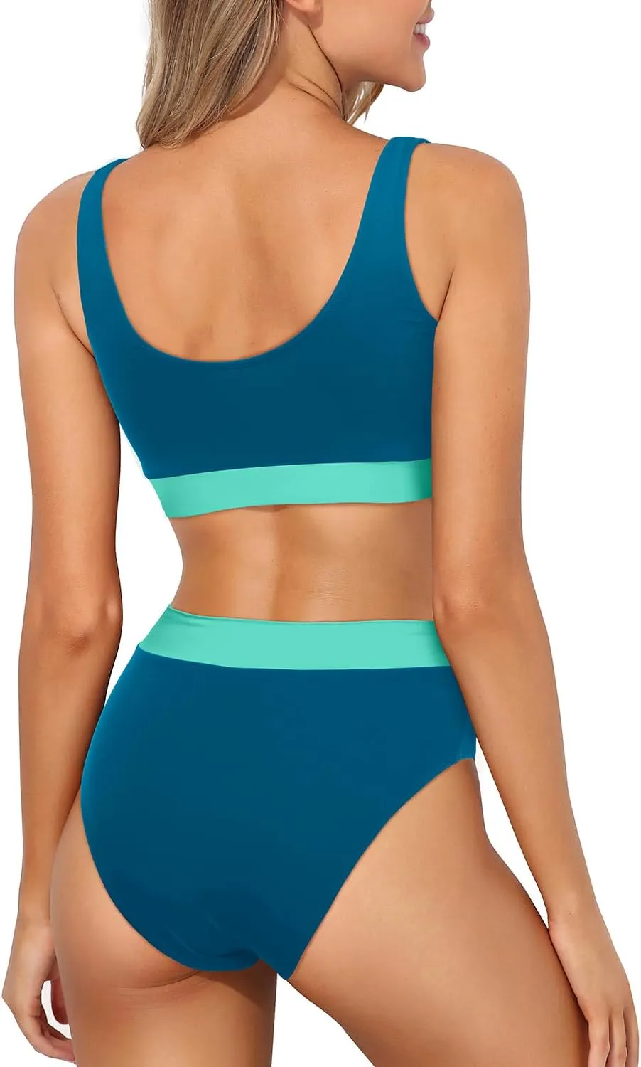 Tempt Me Women High Waisted Bikini Sets Two Piece Swimsuits Sport Bathing Suits with V Cut Bottom