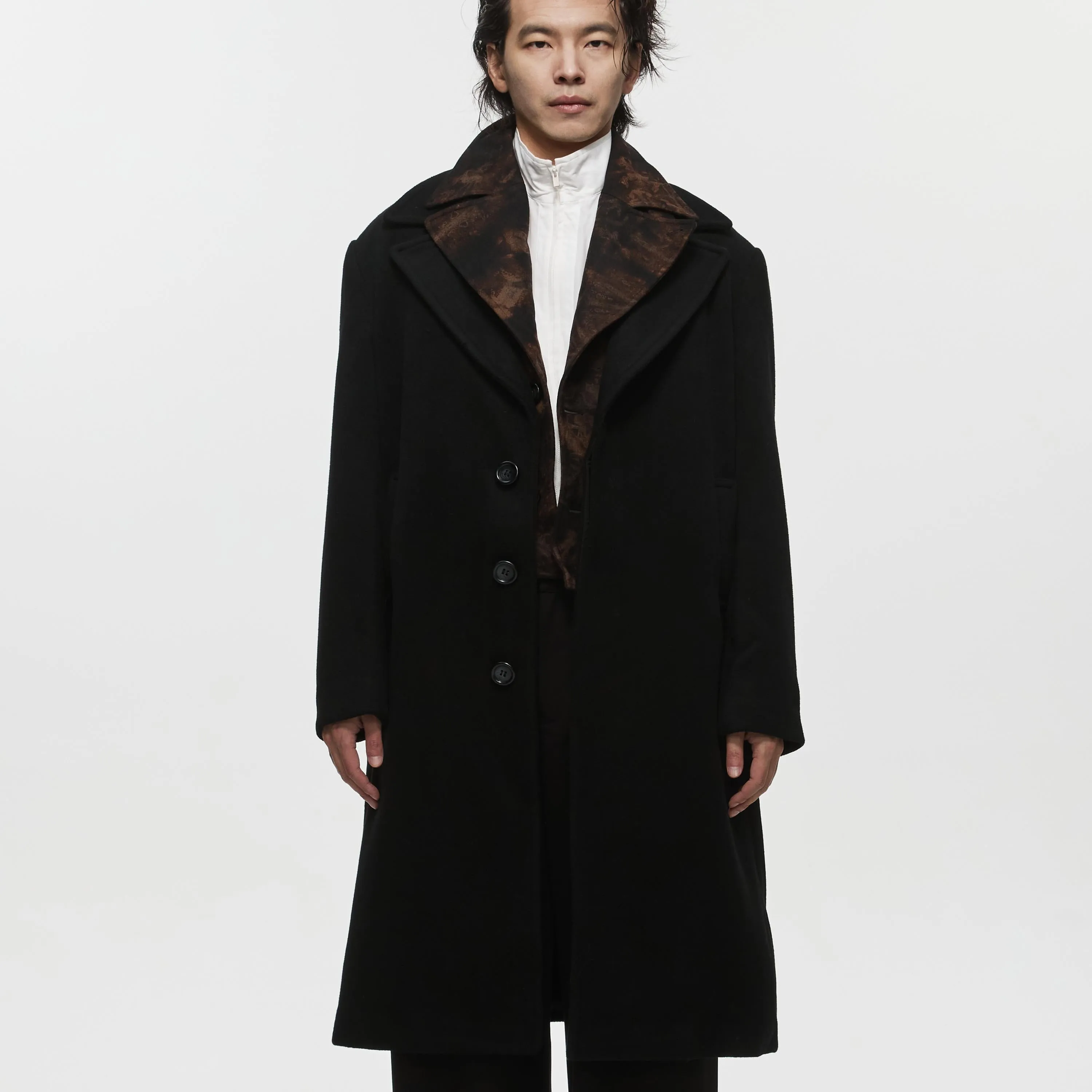 Tie-Dye Wool Two-in-One Asymmetric Riser Coat
