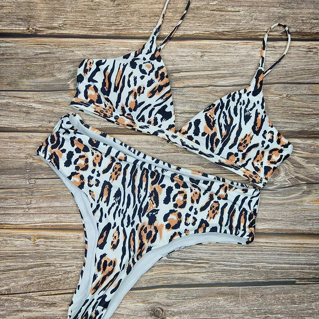 Triangle Leopard Print Bikinis 4 Colors Bathing Suit