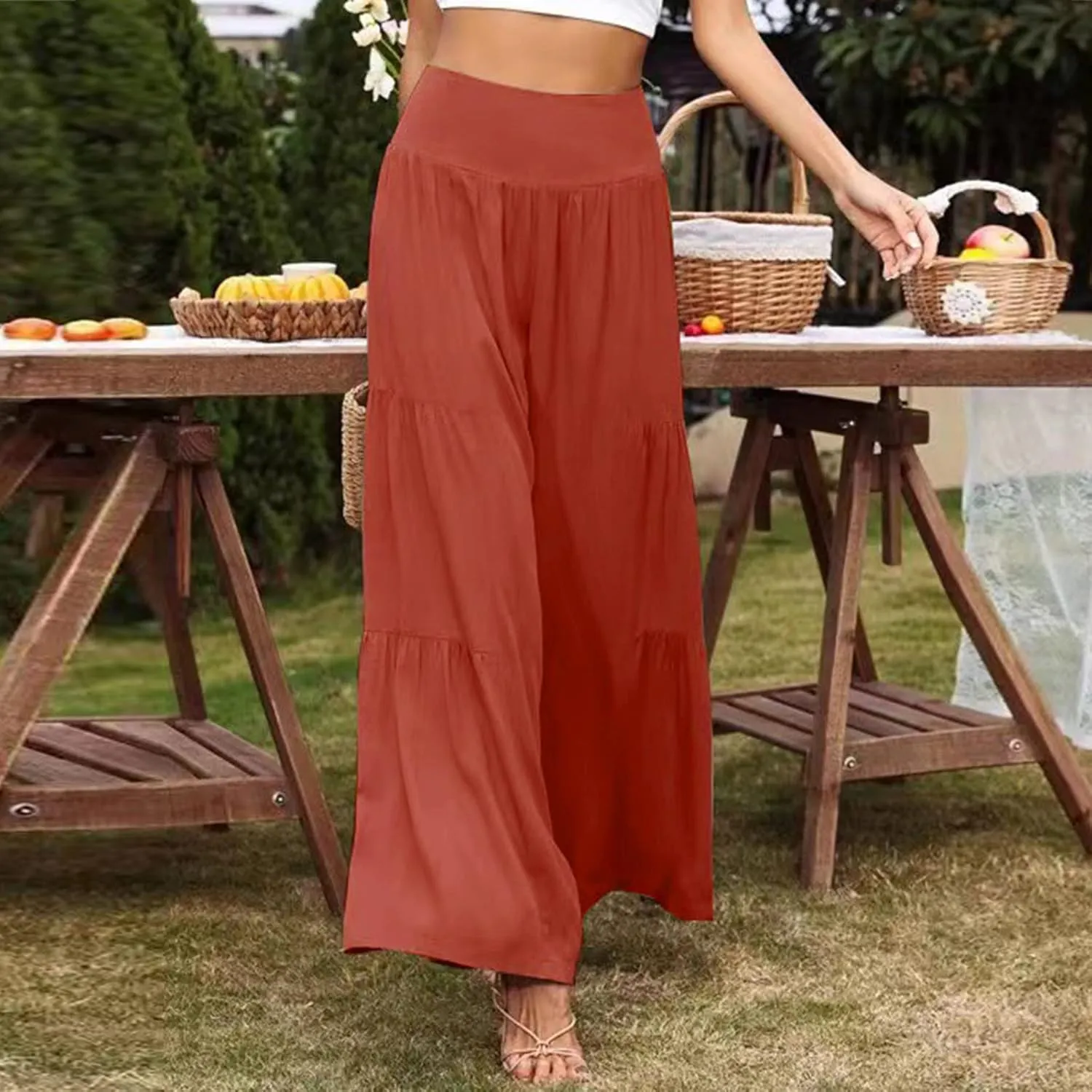Try Before You Womens Clothing Loose Cotton Patchwork Wide Leg Pants Ladies Trousers Lightweight Linen Pants Women