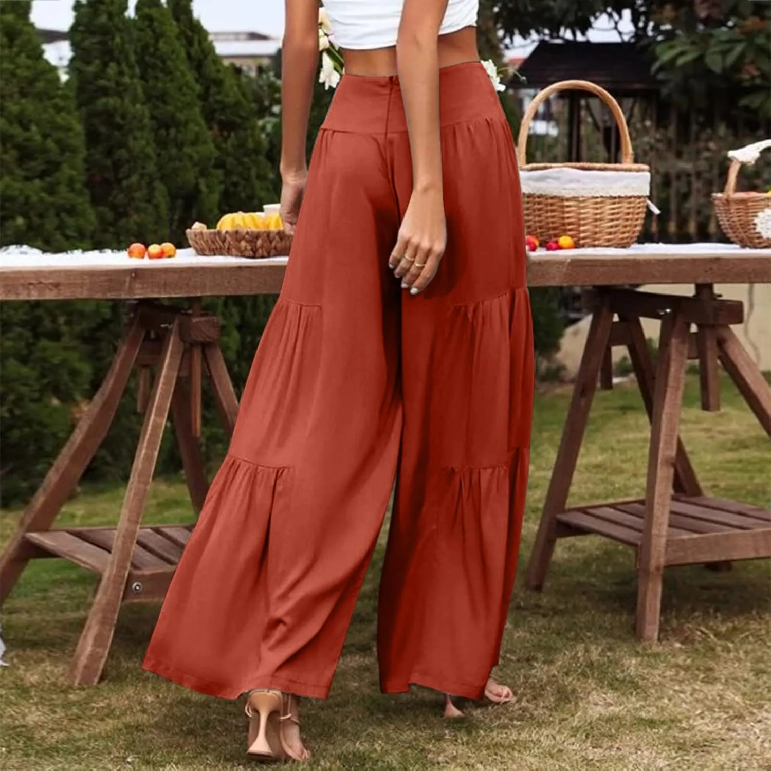 Try Before You Womens Clothing Loose Cotton Patchwork Wide Leg Pants Ladies Trousers Lightweight Linen Pants Women