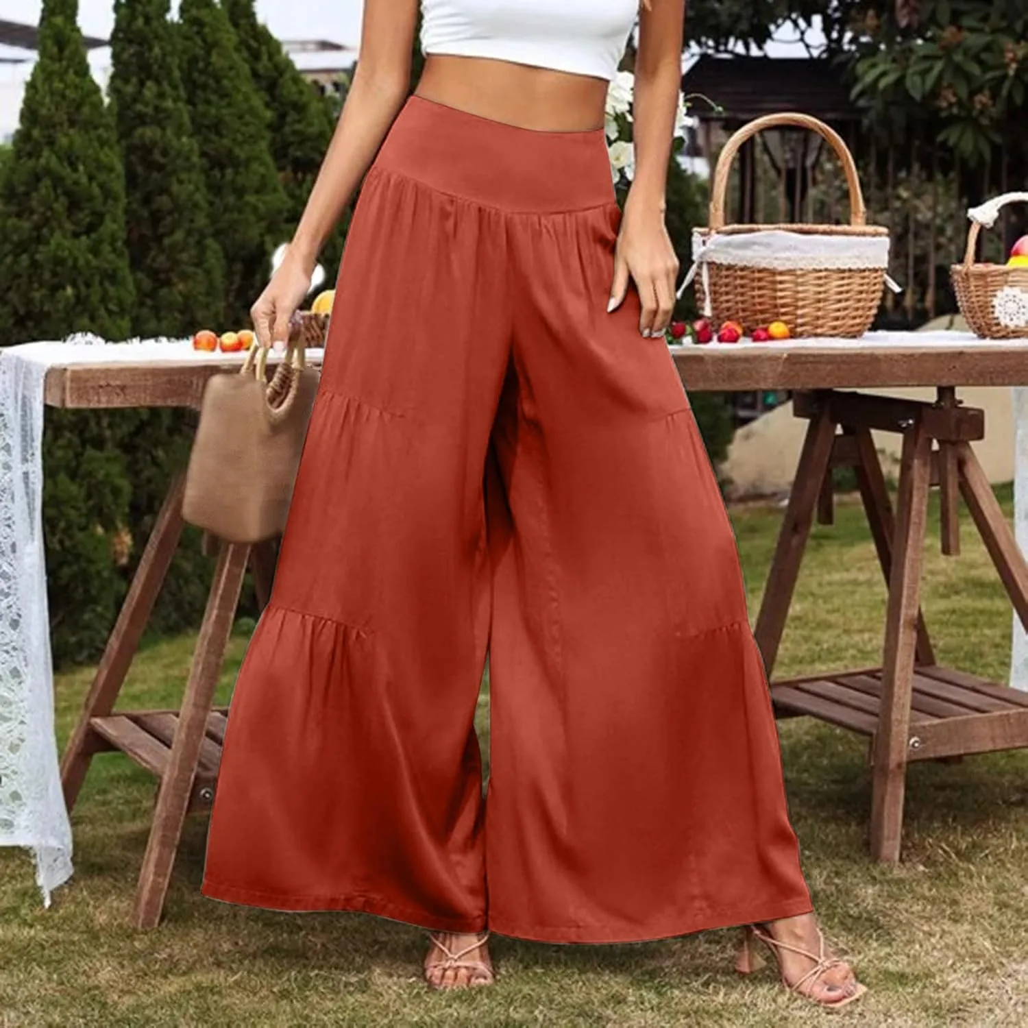 Try Before You Womens Clothing Loose Cotton Patchwork Wide Leg Pants Ladies Trousers Lightweight Linen Pants Women