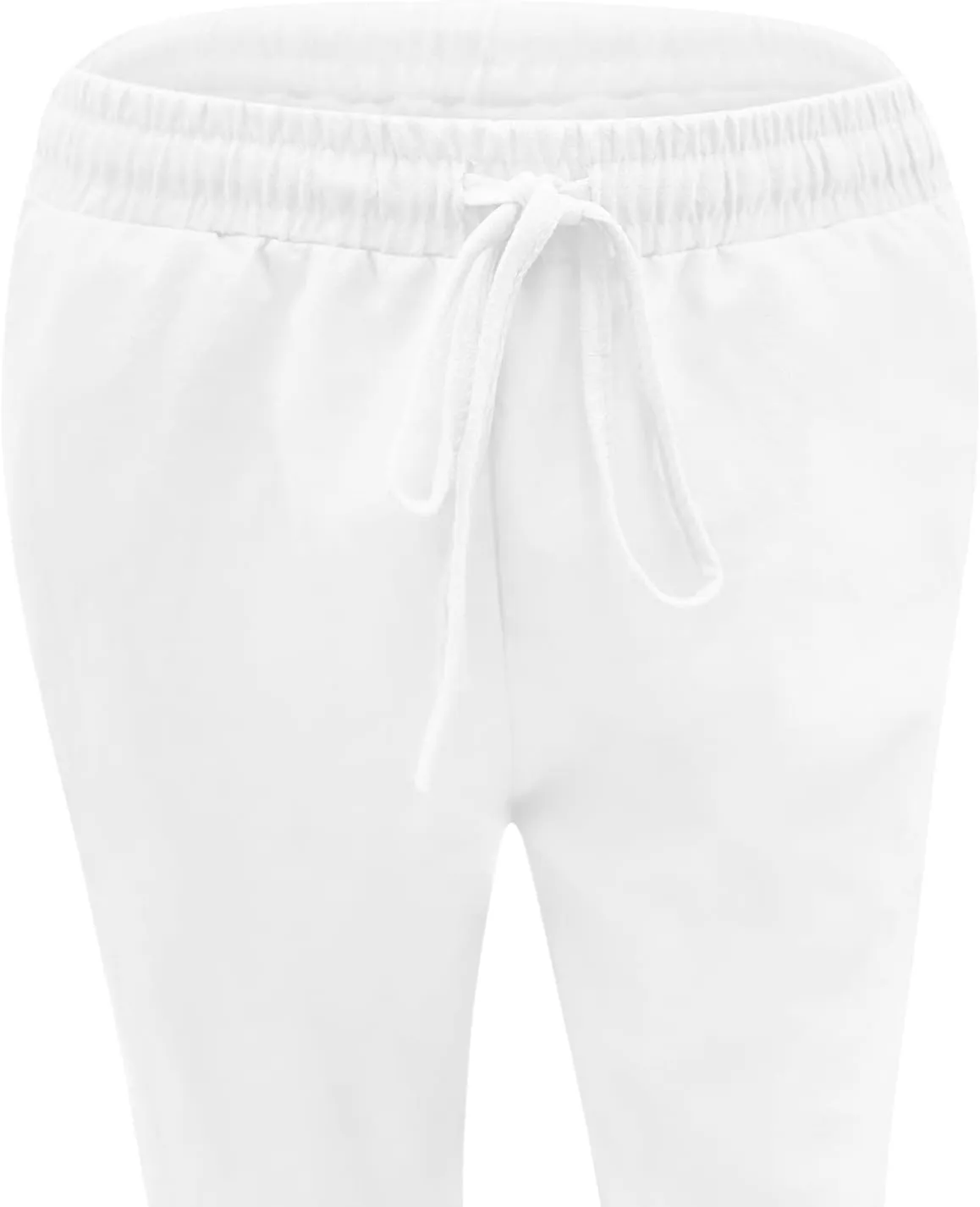 tuduoms Women Linen Casual Pants Summer Fashion Solid Elastic High Wasited Straight Pants Comfy Beach Trousers with Pockets