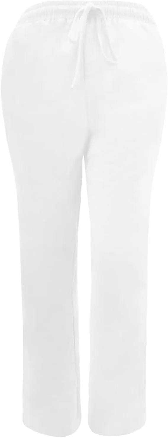 tuduoms Women Linen Casual Pants Summer Fashion Solid Elastic High Wasited Straight Pants Comfy Beach Trousers with Pockets
