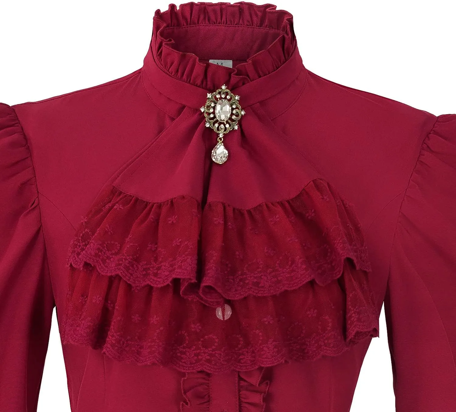 Victorian Blouse Womens Gothic Lolita Shirt Vintage Long Sleeve Lotus Ruffle Tops