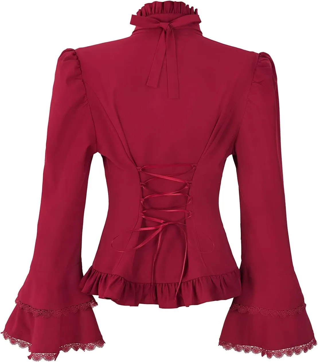 Victorian Blouse Womens Gothic Lolita Shirt Vintage Long Sleeve Lotus Ruffle Tops
