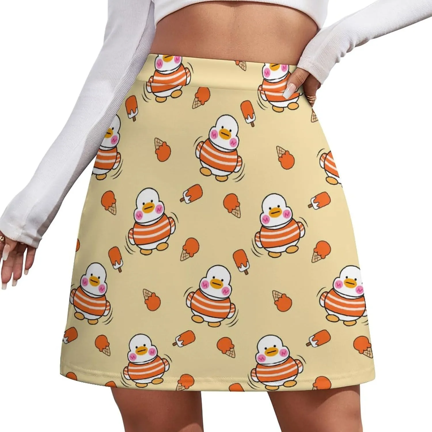 Vintage Dinosaur Heat Skulls Women's High Waist Stretchy Mini Skirt Elastic Summer Casual Above Knee Basic