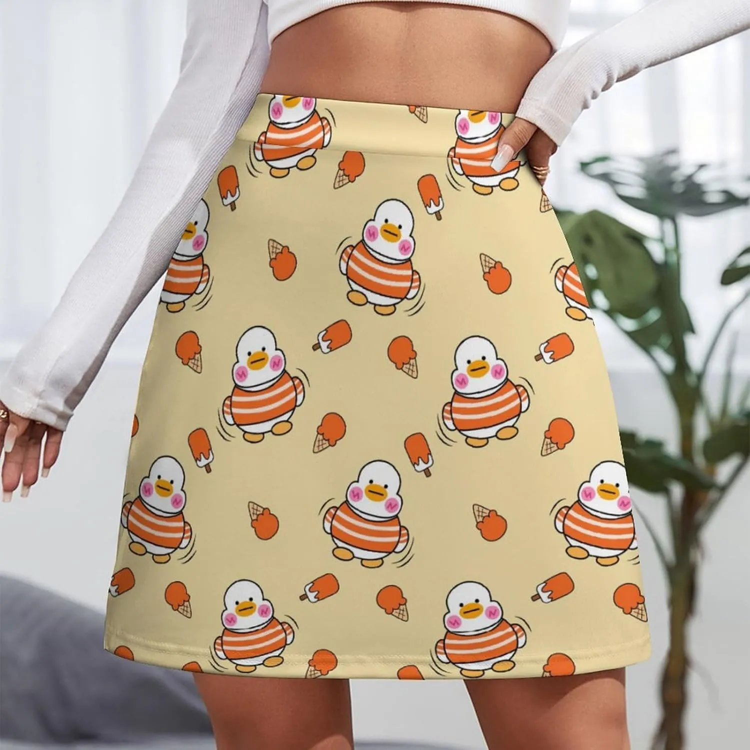 Vintage Dinosaur Heat Skulls Women's High Waist Stretchy Mini Skirt Elastic Summer Casual Above Knee Basic