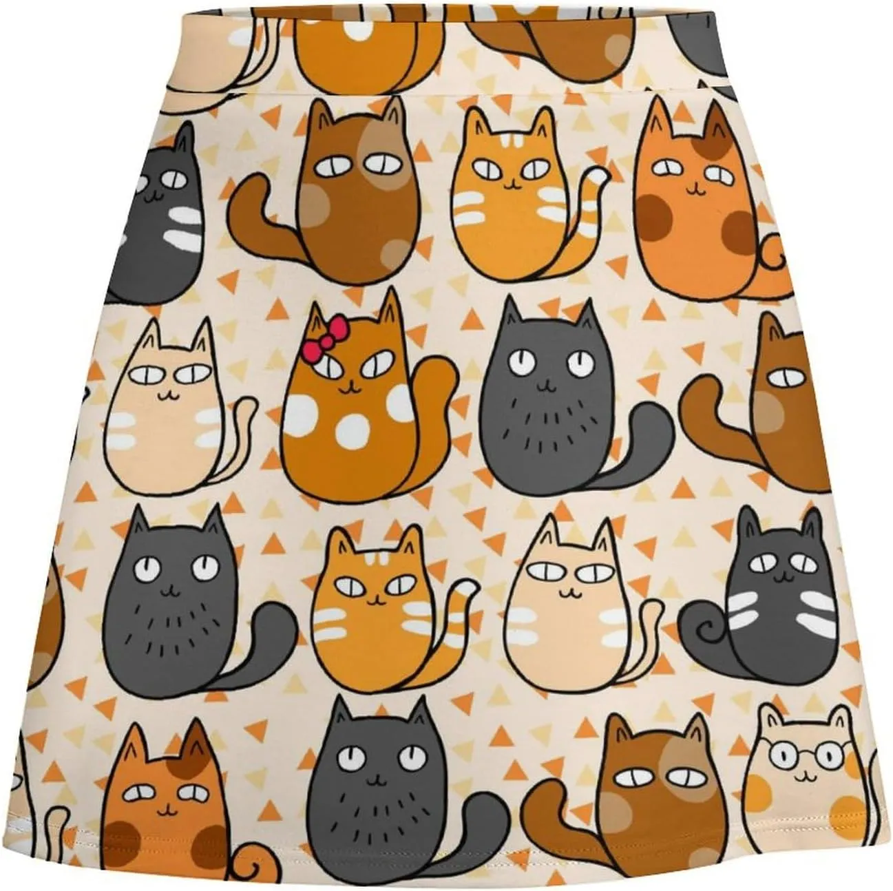 Vintage Dinosaur Heat Skulls Women's High Waist Stretchy Mini Skirt Elastic Summer Casual Above Knee Basic