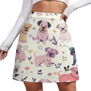 Vintage Dinosaur Heat Skulls Women's High Waist Stretchy Mini Skirt Elastic Summer Casual Above Knee Basic