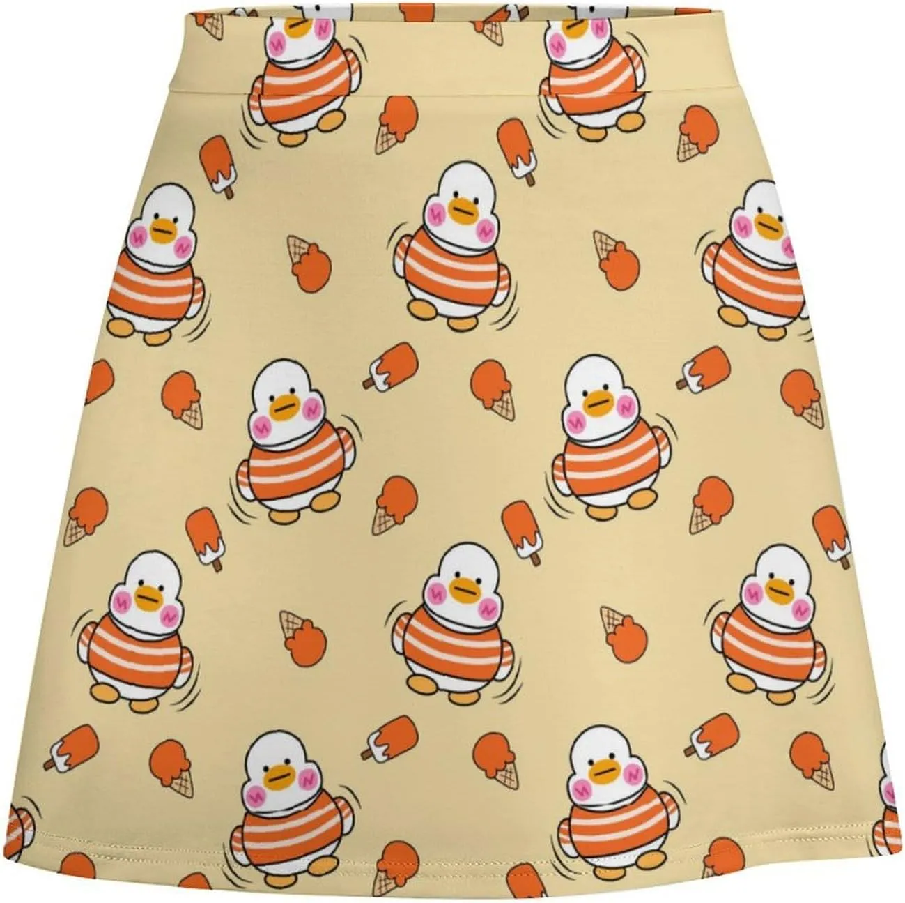 Vintage Dinosaur Heat Skulls Women's High Waist Stretchy Mini Skirt Elastic Summer Casual Above Knee Basic