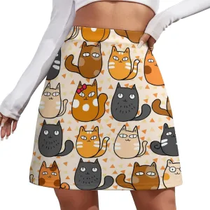 Vintage Dinosaur Heat Skulls Women's High Waist Stretchy Mini Skirt Elastic Summer Casual Above Knee Basic