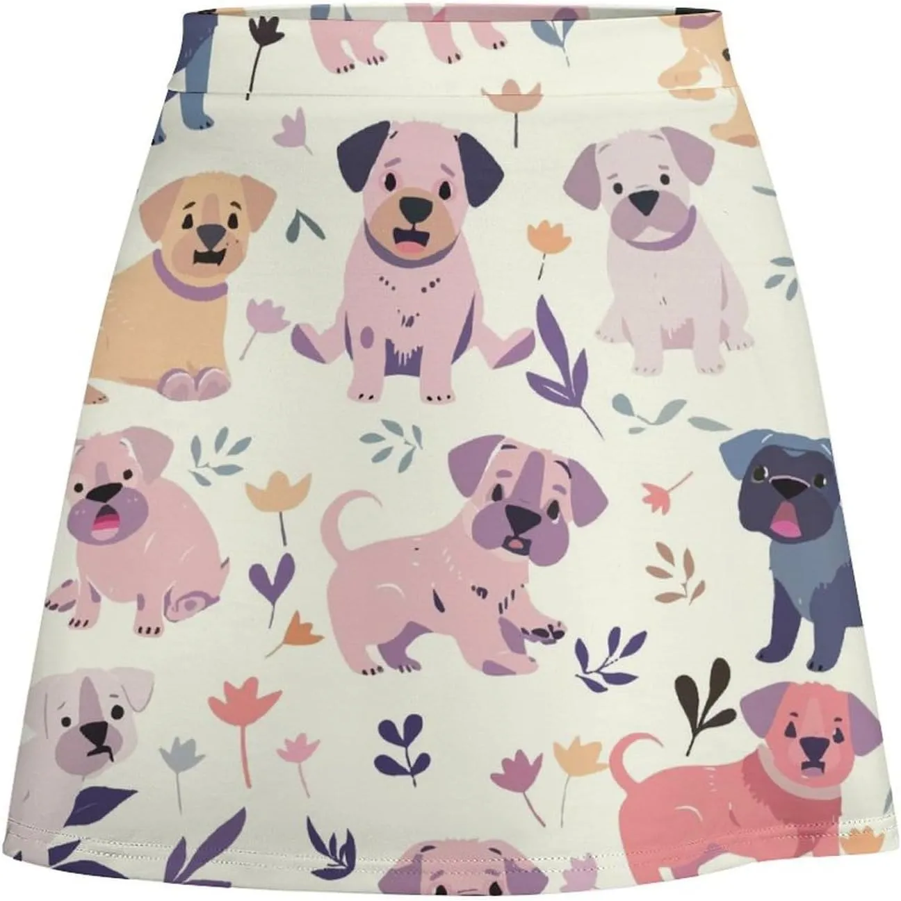 Vintage Dinosaur Heat Skulls Women's High Waist Stretchy Mini Skirt Elastic Summer Casual Above Knee Basic