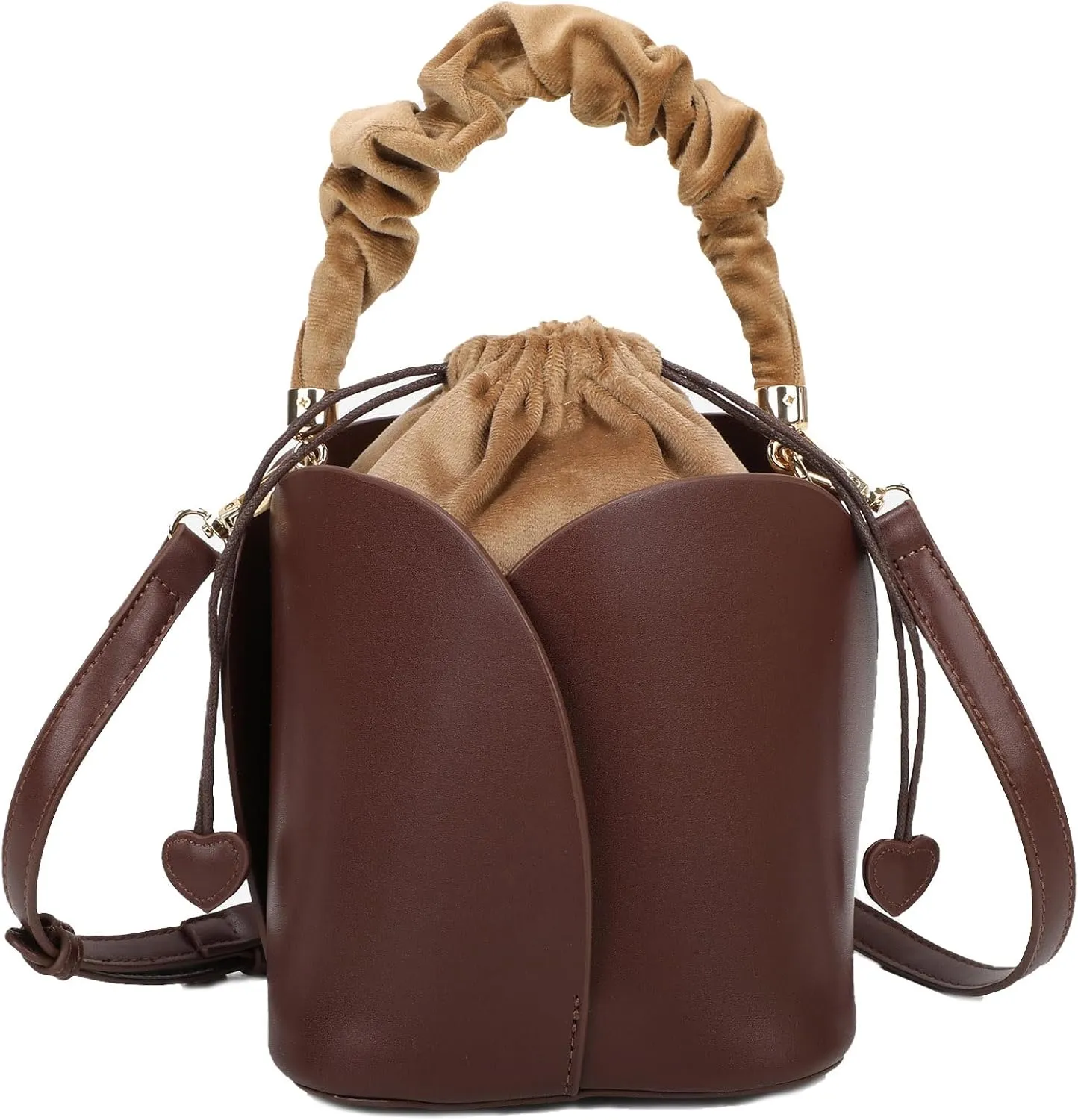 Vintage Women's Fashion Bucket Bag, Top Handle Handbag, PU Leather Drawstring Shoulder Crossbody Bag, Daily Commuter Bag