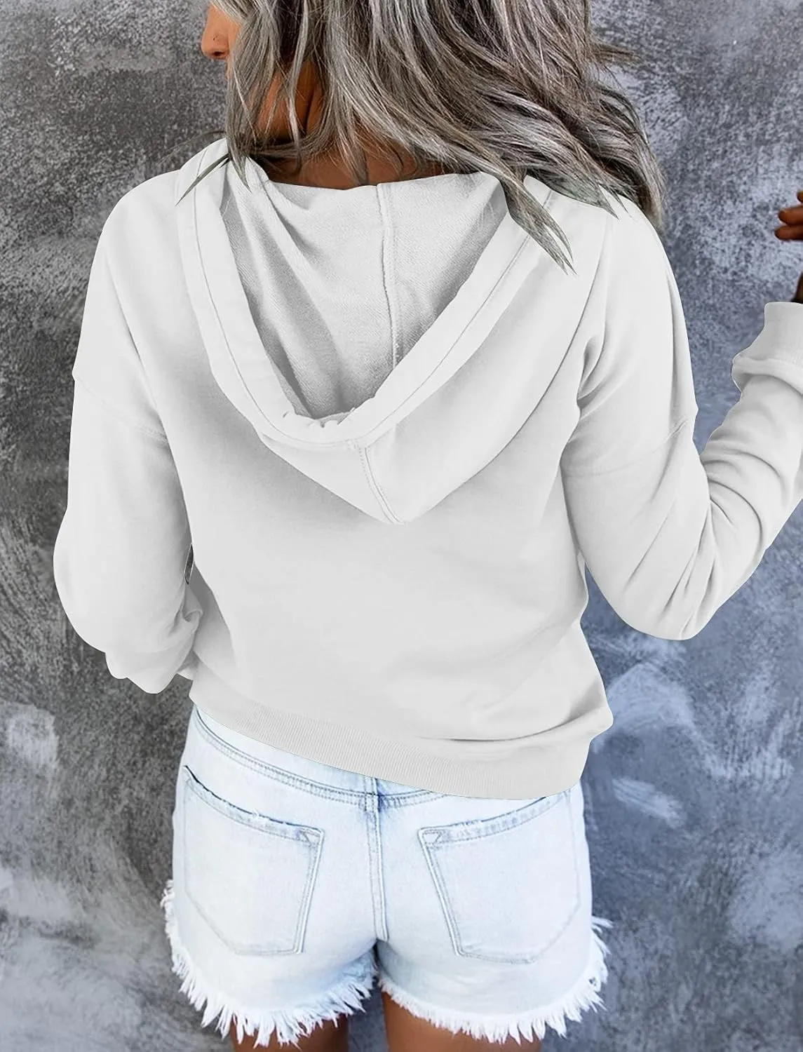 Vivitulip Women's Pullover Hoodies Tops Casual Button Down Long Sleeve Sweatshirts With Pocket