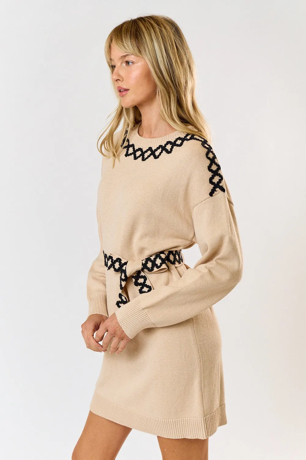 Waist Tie Sweater Dress