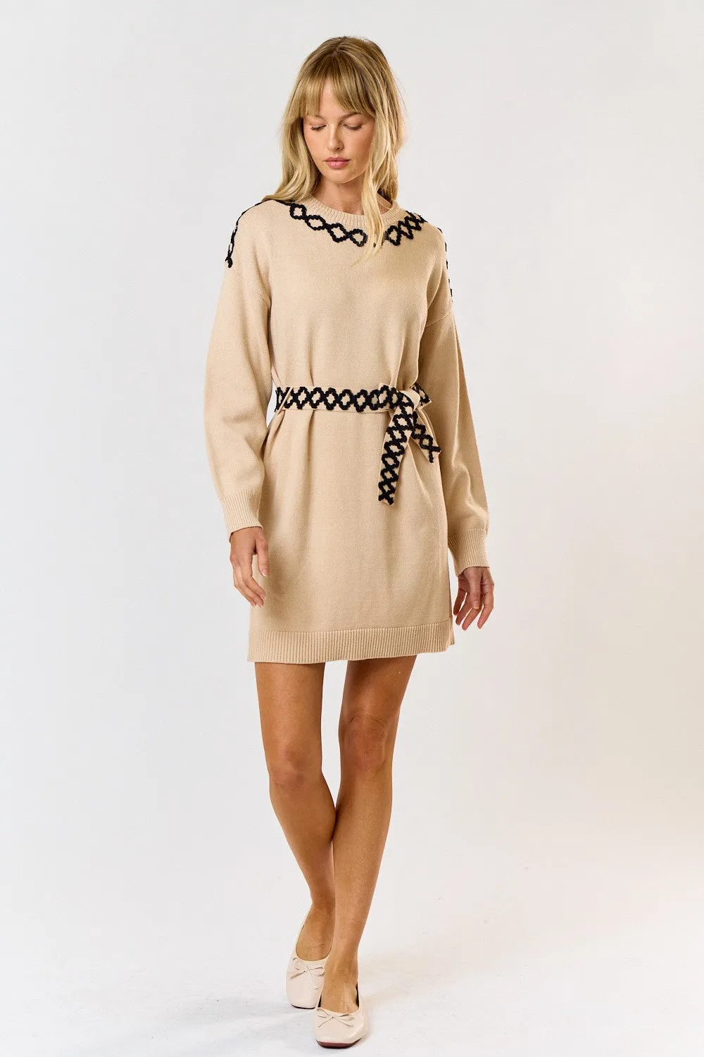 Waist Tie Sweater Dress