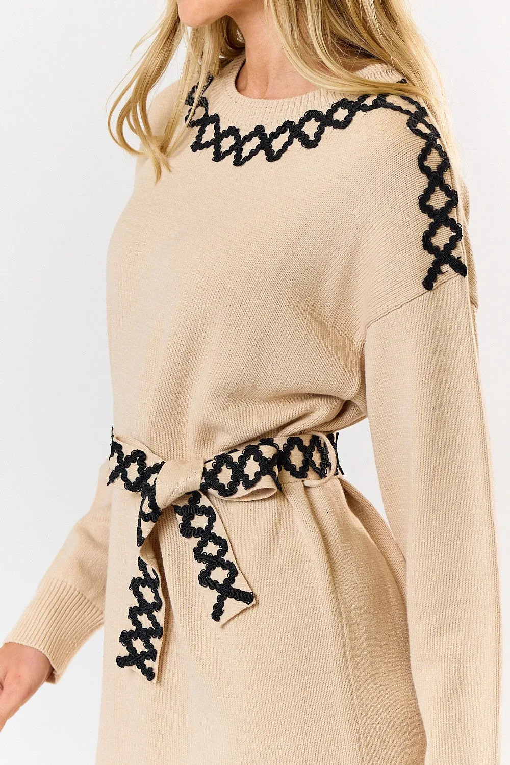 Waist Tie Sweater Dress