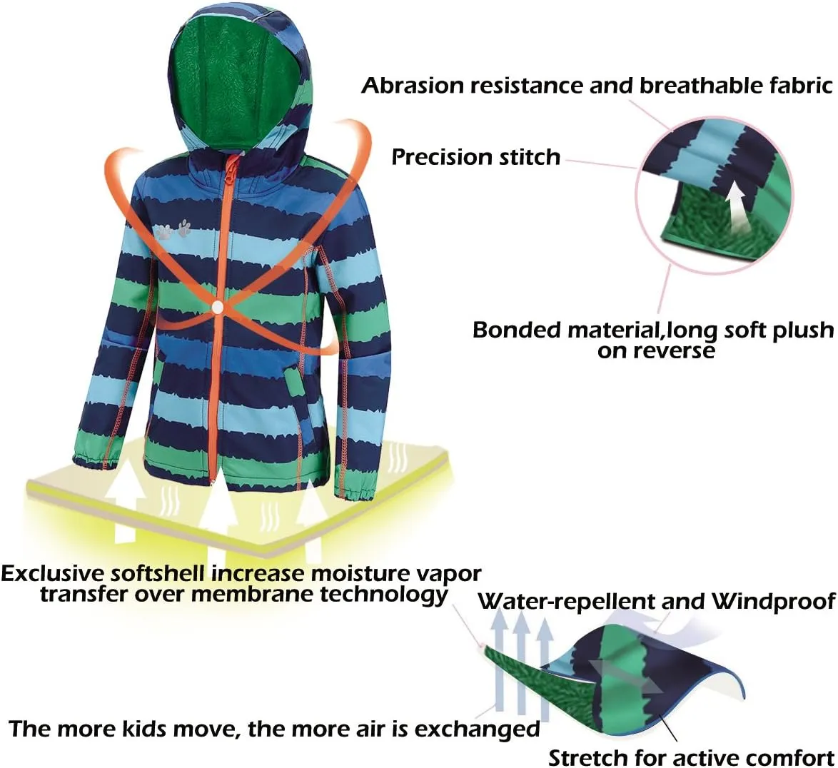 Warm Windbreaker Jacket for Kids Fleece Lined Hoodie 18M-7T