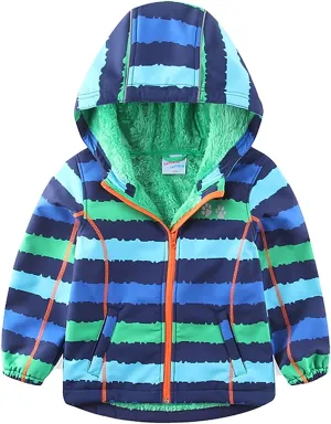 Warm Windbreaker Jacket for Kids Fleece Lined Hoodie 18M-7T