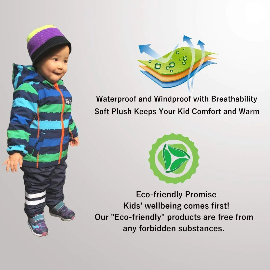Warm Windbreaker Jacket for Kids Fleece Lined Hoodie 18M-7T