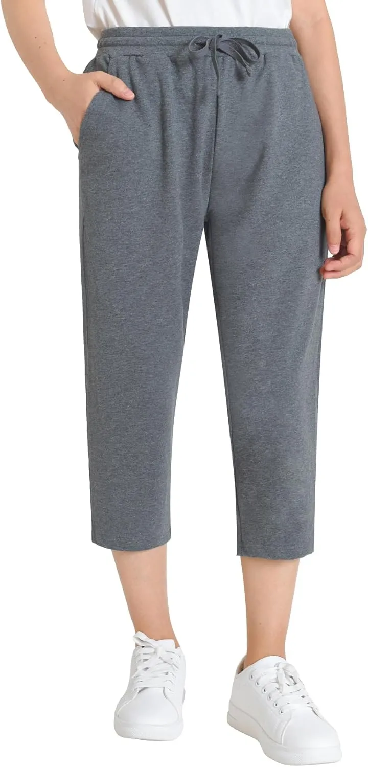 Weintee Women's Cotton Capris with Pockets 2 Pack