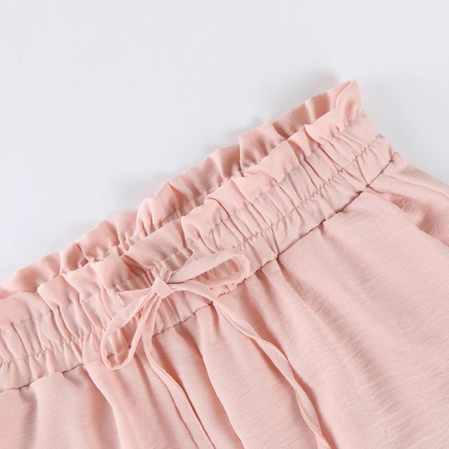 Wide Leg Linen Pants for Women Straight Leg Solid Country Concert Drawstring Cropped Loose Pants with Pockets