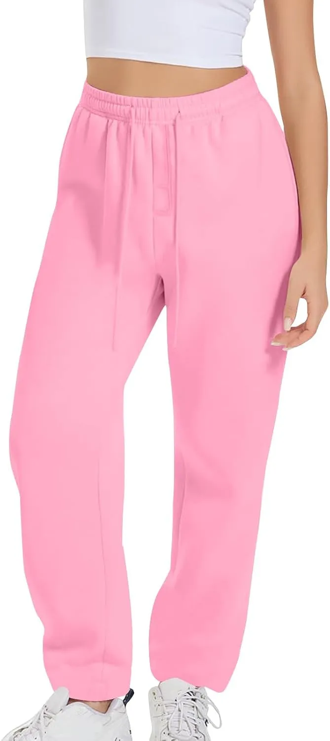 Women Drawstring Sweatpants Elastic Waist Sweatpant Plus Thick Trousers Solid Workout Pants Multi Pockets Fall Pant