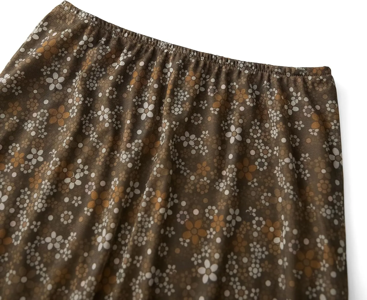 Women Floral Print Vintage Mesh Skirts Elastic High Waist A Line Skirt Fairy Grunge Aesthetic Maxi Skirts