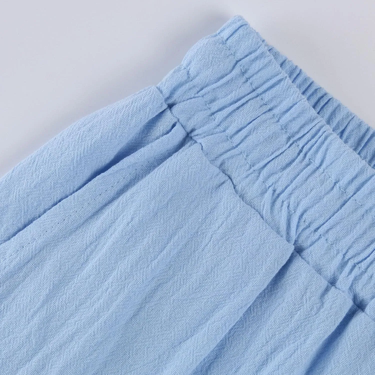Women Linen Pants Summer Drawstring High Waisted Straight Leg Cotton Pants Casual Comfy Beach Trouser with Pockets