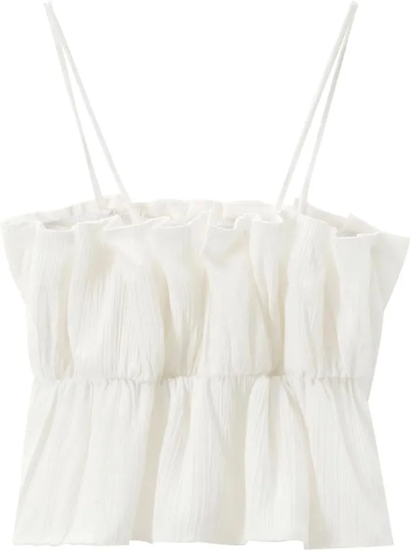 Women Solid Camisole Tops Spaghetti Strap Straight Neck Sleeveless Casual Camis Top