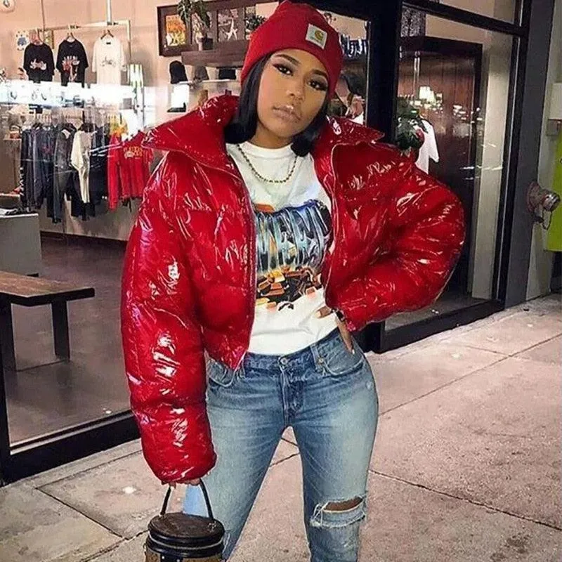 Women Winter Thick Warm Bubble Coat Cropped Puffer