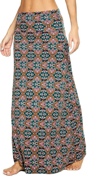 Women's Boho Flod Over Long Maxi Skirt Elastic High Waisted Long Skirts for Women
