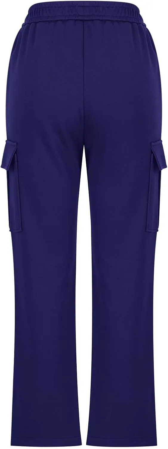 Womens Cargo Sweatpants Casual Elastic High Waist Joggers Pants 2024 Trendy Lounge Trousers with Pockets Fall Outfits