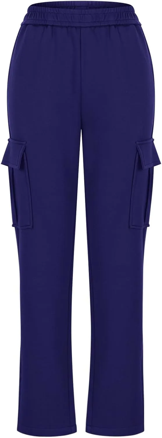 Womens Cargo Sweatpants Casual Elastic High Waist Joggers Pants 2024 Trendy Lounge Trousers with Pockets Fall Outfits