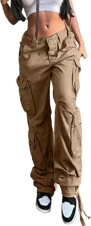 Womens Casual Linen High Waist Pants Drawstring Loose Fit Summer Pants Trousers with Side Pockets