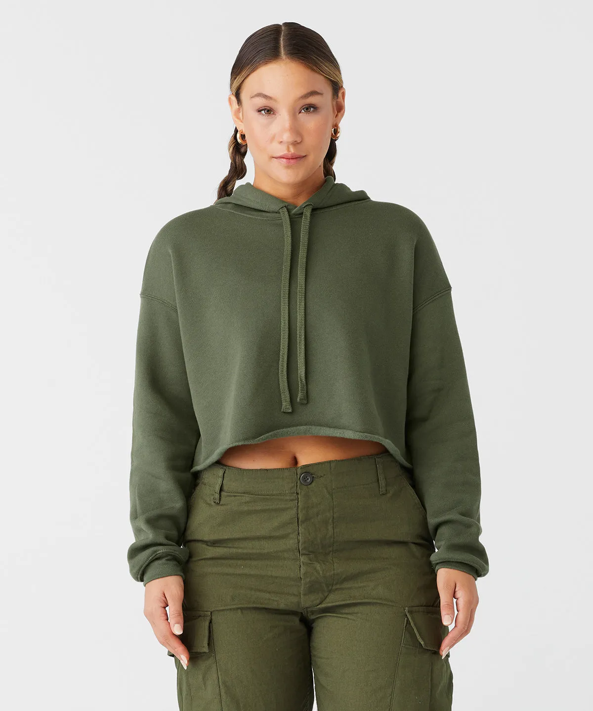 Womens cropped fleece hoodie | Heather Dust