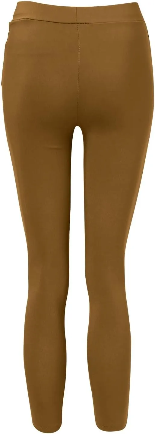 Womens Large Multi Color Fashion Casual Slim Fitting Solid Color Elastic Pants with Pockets Travel Pants for Women