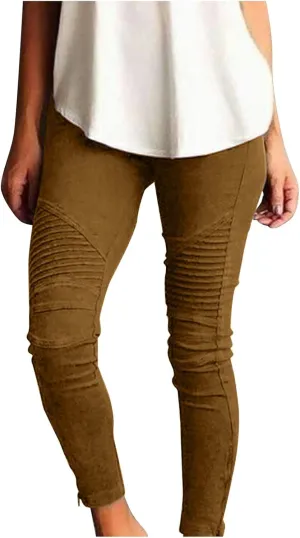 Womens Large Multi Color Fashion Casual Slim Fitting Solid Color Elastic Pants with Pockets Travel Pants for Women