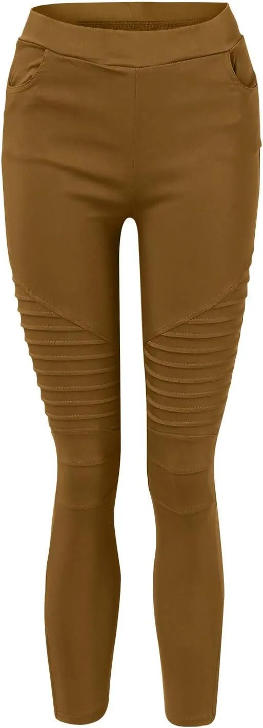 Womens Large Multi Color Fashion Casual Slim Fitting Solid Color Elastic Pants with Pockets Travel Pants for Women