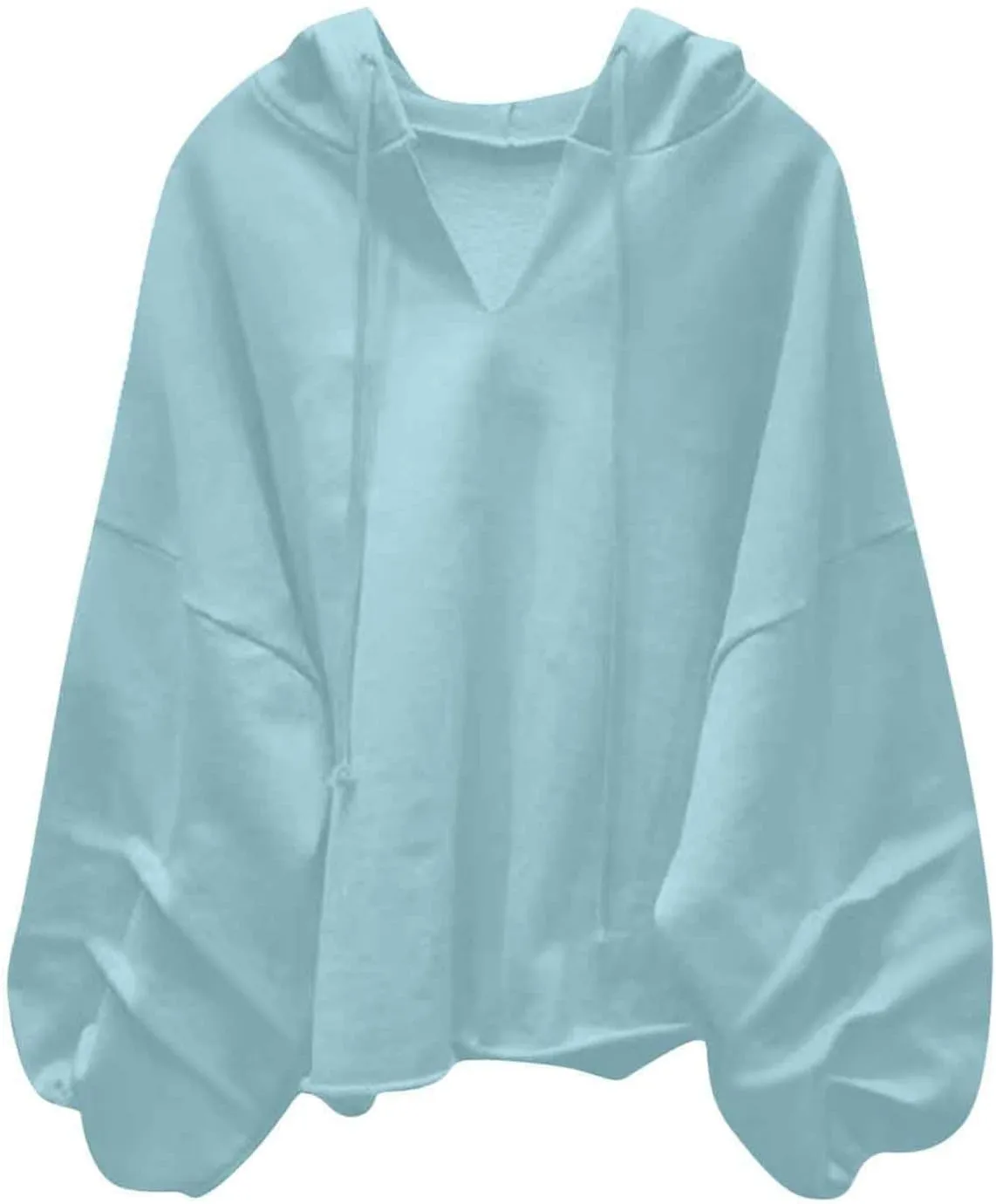Women's Oversized Hoodies Lightweight Hooded Sweatshirt Puff Long Sleeve Blouse Ladies Drawstring Stylish Tshirts