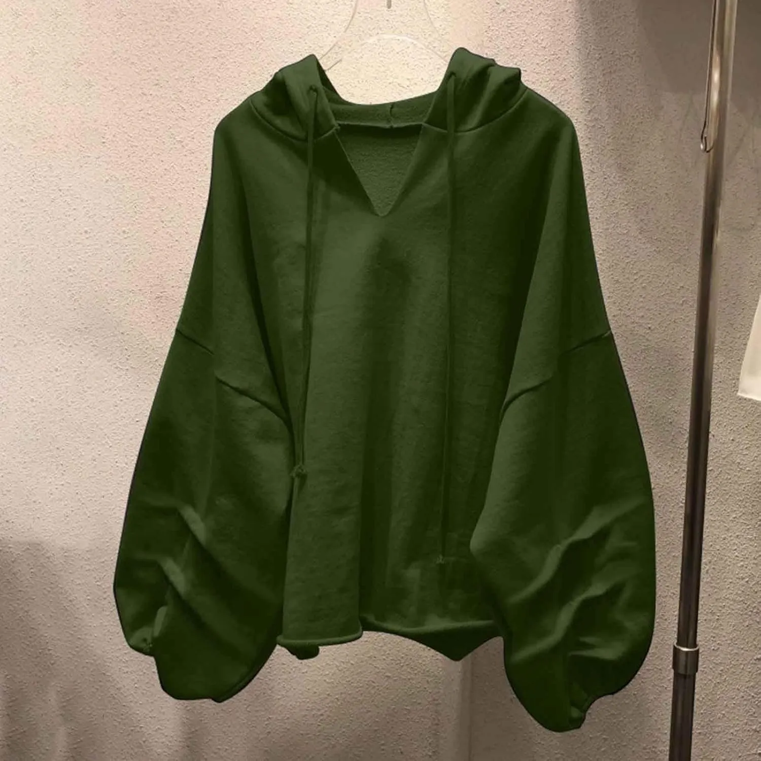 Women's Oversized Hoodies Lightweight Hooded Sweatshirt Puff Long Sleeve Blouse Ladies Drawstring Stylish Tshirts