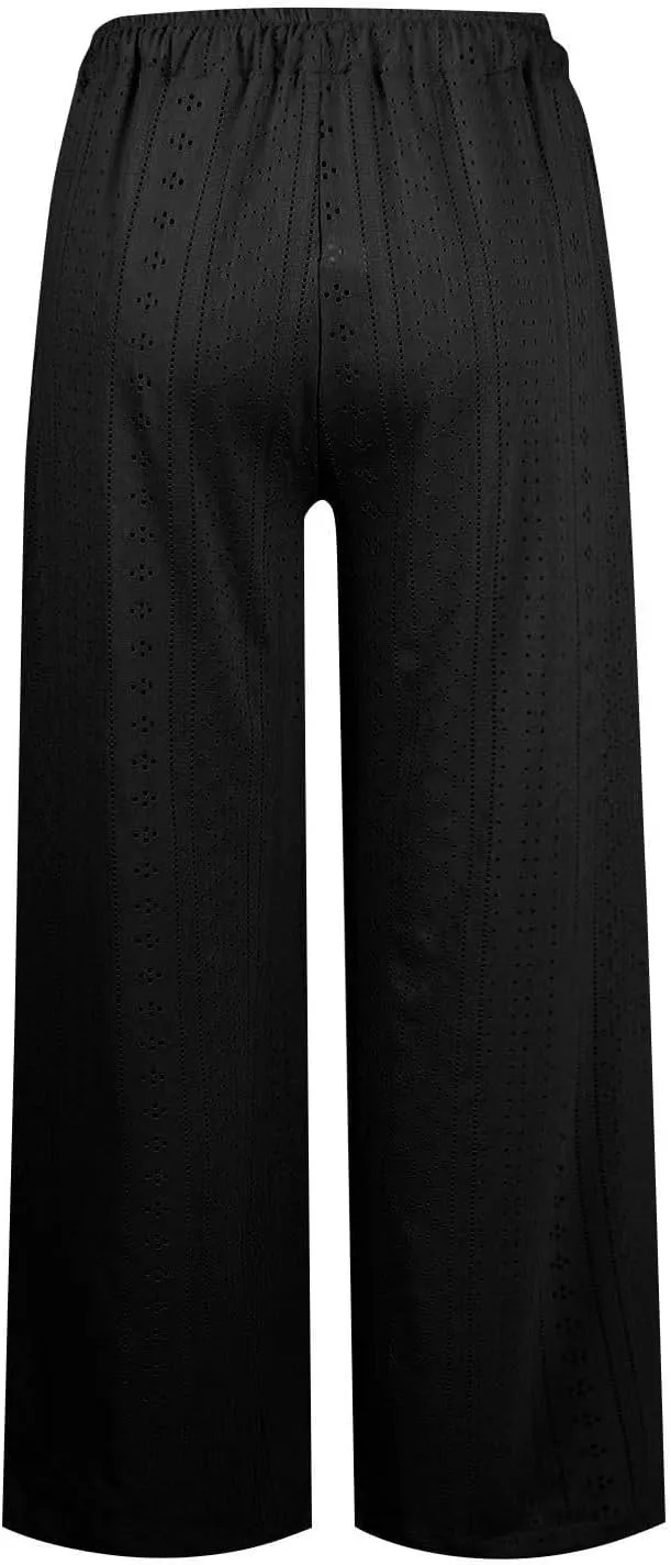 Women's Summer Cotton Linen Pants High Waist Wide Leg Loose Palazzo Pants Casual Beach Pants Trousers with Pockets