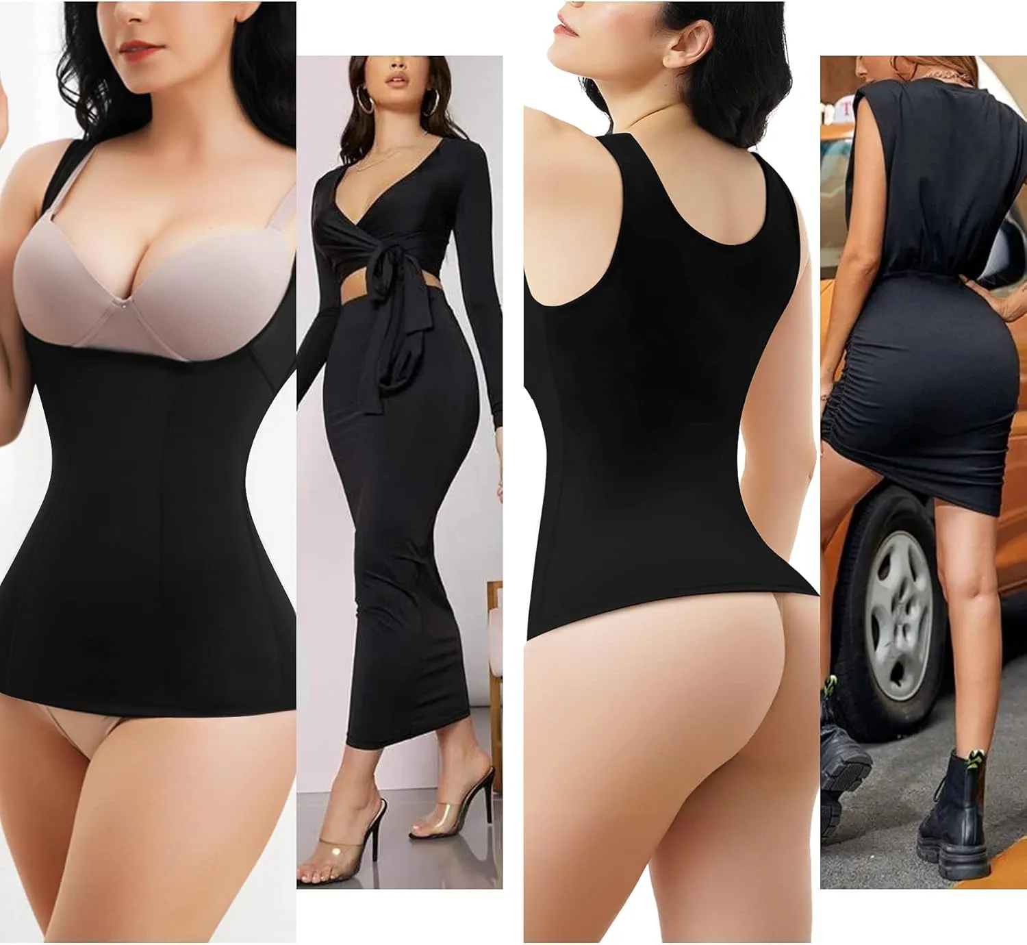 Women's Tummy Control Shapewear Tank Tops Underbust Body Shaper Slimming Compression Camisole Fajas Waist Trainer