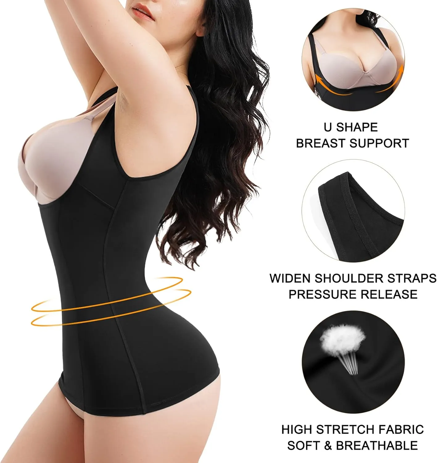 Women's Tummy Control Shapewear Tank Tops Underbust Body Shaper Slimming Compression Camisole Fajas Waist Trainer