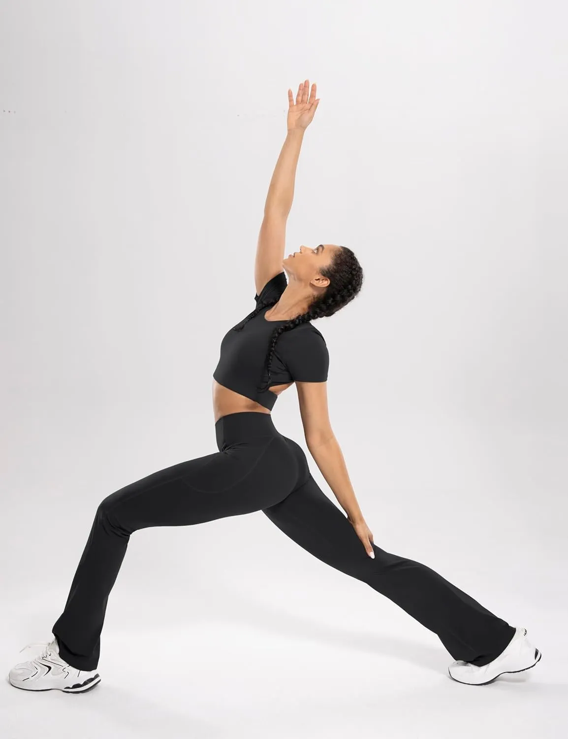 Women's Workout Flare Yoga Pants with Pockets High Waisted Bootcut Leggings Tummy Control 30''
